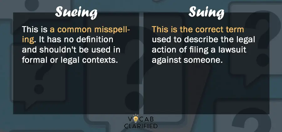 Sueing vs. Suing