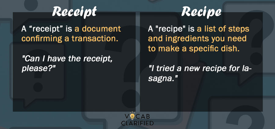 Receipt vs. Recipe