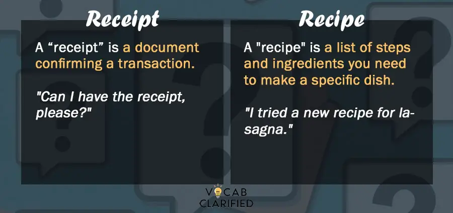 Receipt vs. Recipe